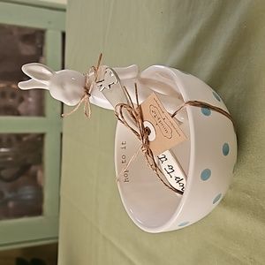 Mud Pie, Easter, Hop to It, Bunny,  dip set, rabbit, blue polka dot